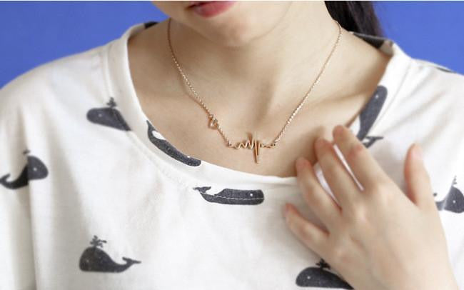 Gold Plated Lifeline Heart Beat Pendant Necklace Necklace