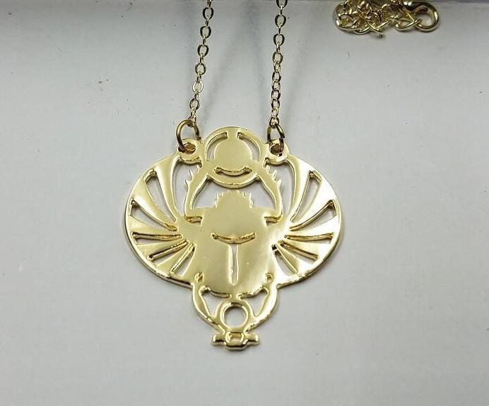 Handcut Winged Scarab Pendant Necklace Gold Necklaces