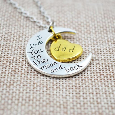 "I Love You To The Moon And Back" Two Tone Family Necklace Dad Necklace