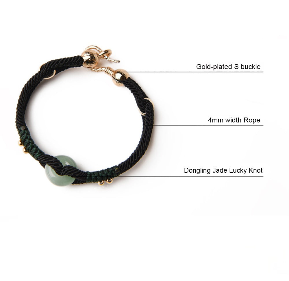 Handmade Braided Rope Dongling Jade Bracelet