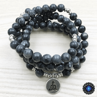 Labradorite 108 Mala Buddha Charm Mala