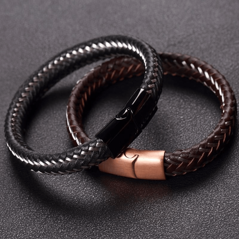 Limited Edition Stainless Steel Wire Cable Leather Bracelet Bracelet