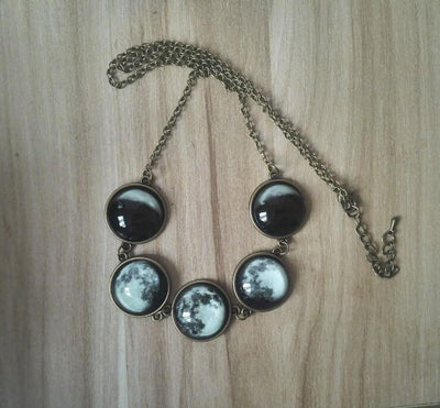 Luminous Phases of the Moon Glass Jewelry Necklace