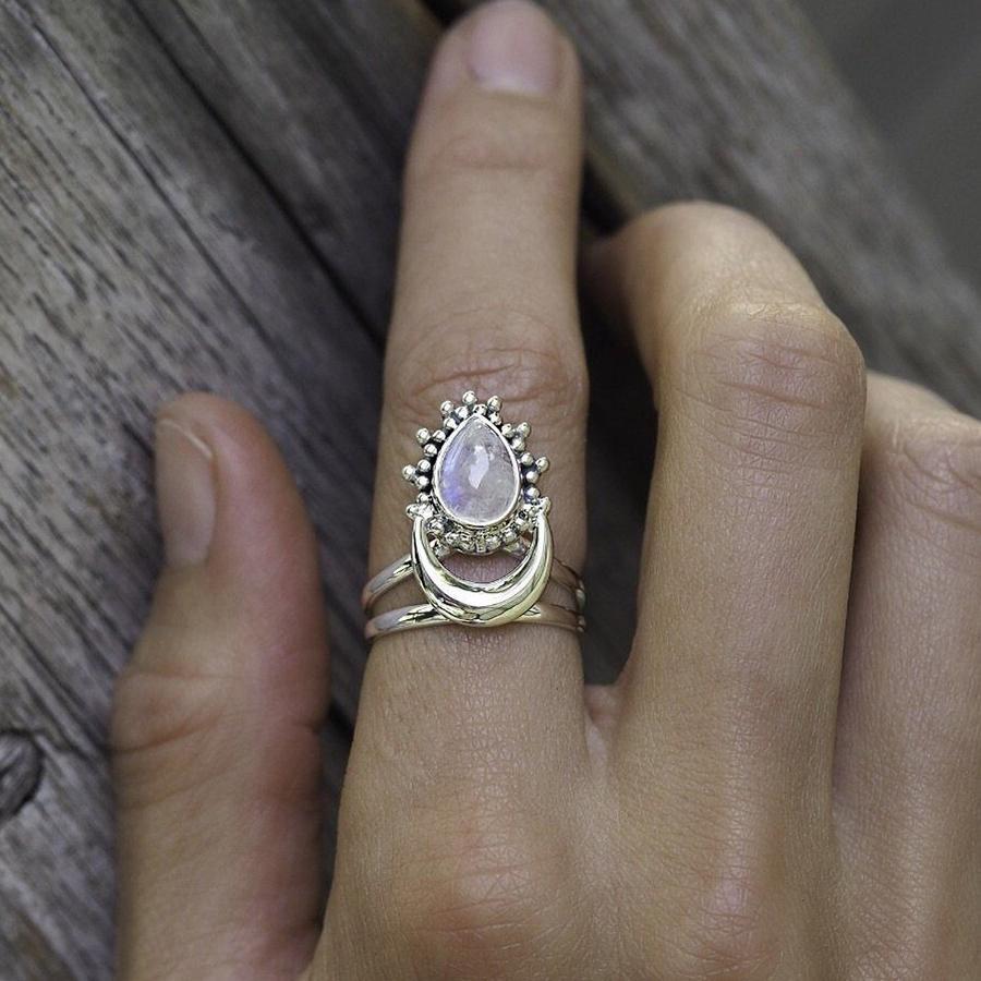 Moon Dew Moonstone Ring Rings