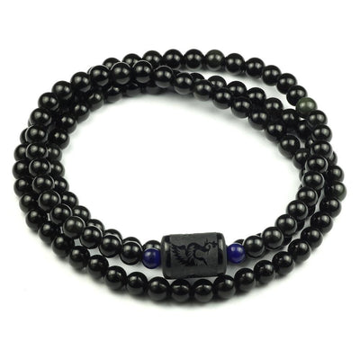 Natural Rainbow Obsidian Multiwrap Bracelet Phoenix - 6mm Beads Bracelet