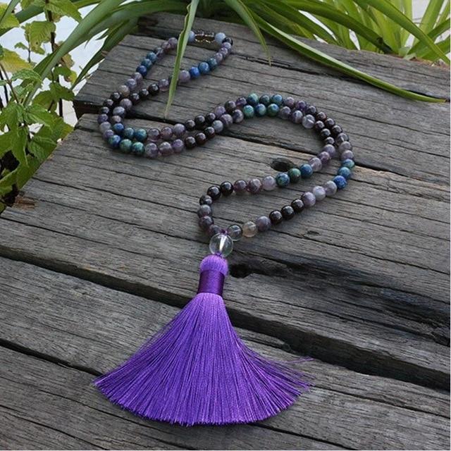 Natural Stone 108 Spirit Mala Tassel Mala / Purple Mala