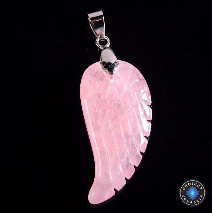 Natural Stone Angel Wing Pendant Rose Quartz pendant