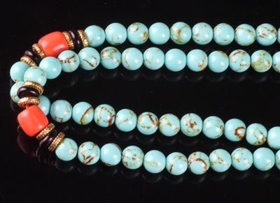 Natural Turquoise Bead Wrist Mala Set Jewelry Set