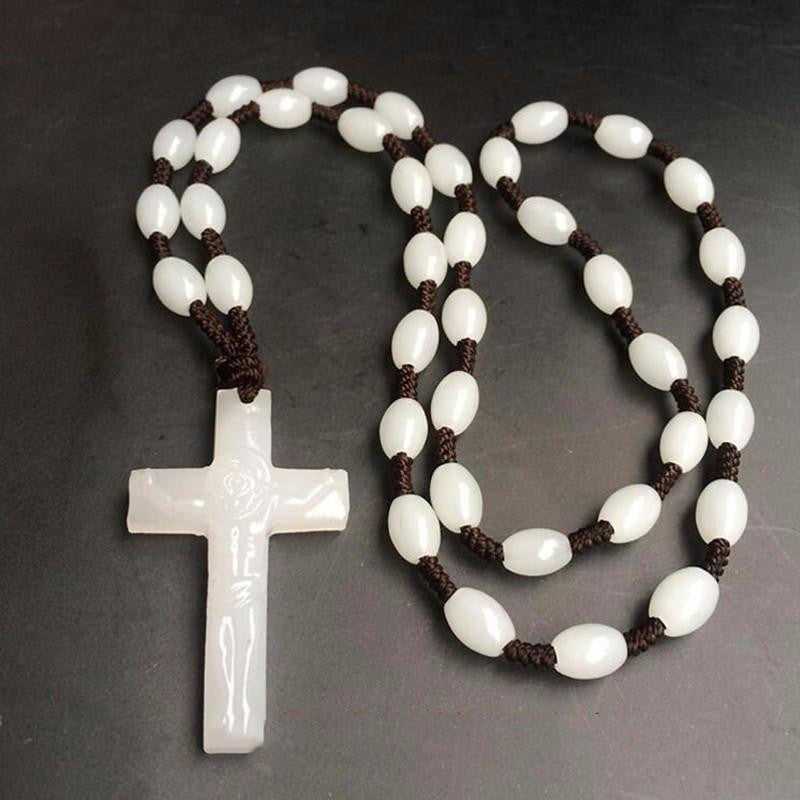 Natural White Jade Cross Pendant Necklace Necklace