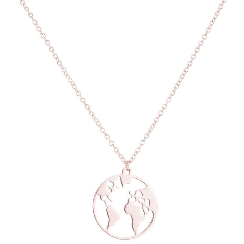 One World Wanderlust Necklace Rose Gold Necklace