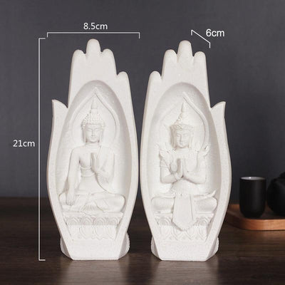 Prayers of Buddha 2-Piece Sandstone Statue Decor