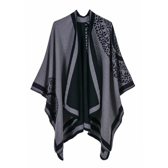 Warm and Cozy Geometric Poncho