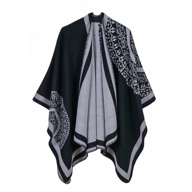 Warm and Cozy Geometric Poncho