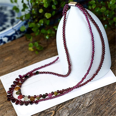 Handmade Boho Red Garnet Necklace