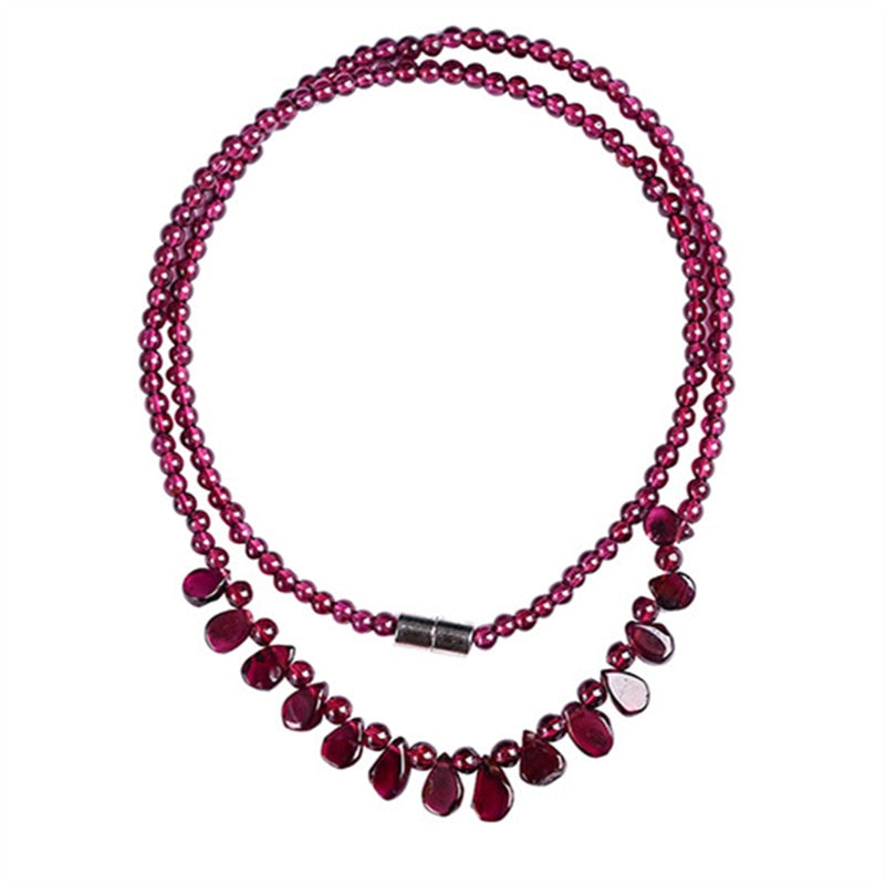 Handmade Boho Red Garnet Necklace