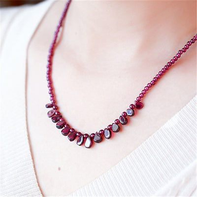 Handmade Boho Red Garnet Necklace