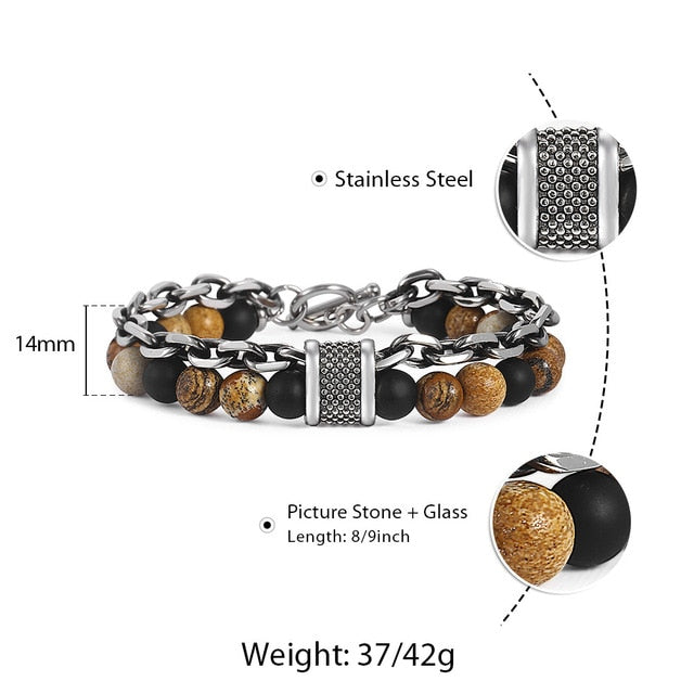 Stainless Steel Healing Beaded Bracelet