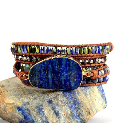 Lapis Lazuli Leather Wrap Bracelet