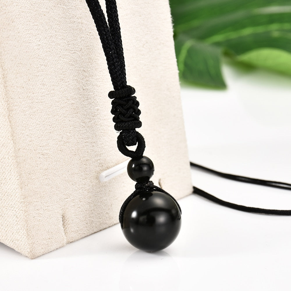 Healing Orb Black Obsidian Necklace