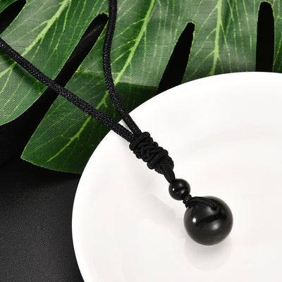 Healing Orb Black Obsidian Necklace