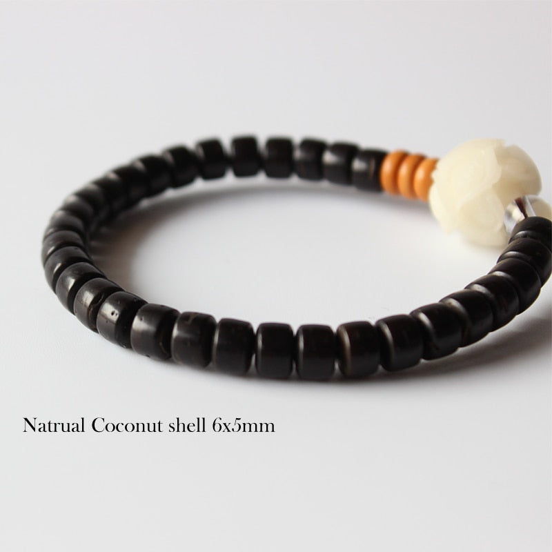 Natural Coconut and Bodhi Beads Bracelet