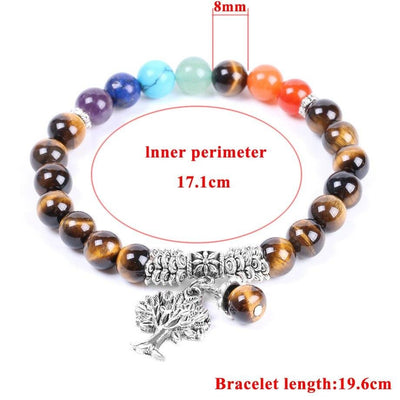 Tiger Eye Tree of Life Charm Bracelet