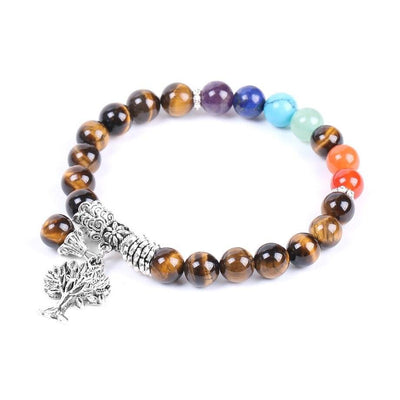 Tiger Eye Tree of Life Charm Bracelet