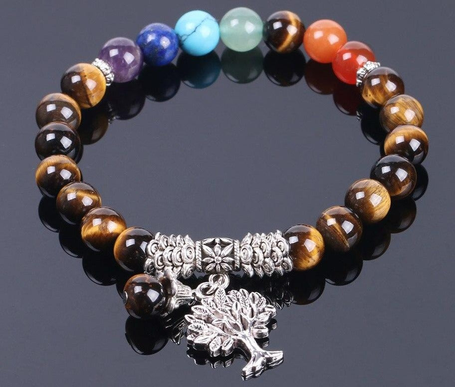 Tiger Eye Tree of Life Charm Bracelet