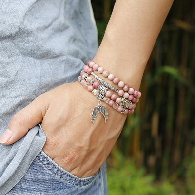 Natural Rhodochrosite Beads Mala Bracelet