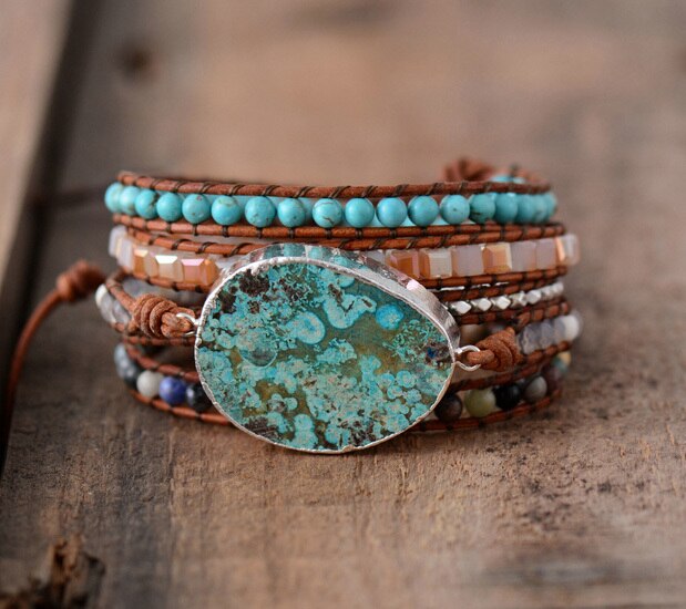 Calming Ocean Stone Wrap Bracelet