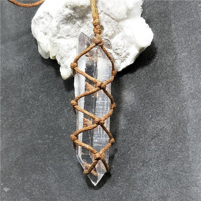 Natural White Quartz Crystal Pendant