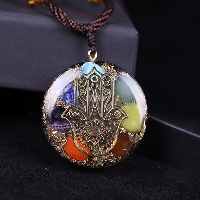 Lucky Hamsa Hand Orgonite Necklace