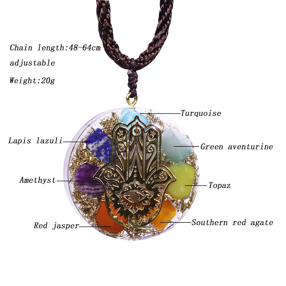 Lucky Hamsa Hand Orgonite Necklace