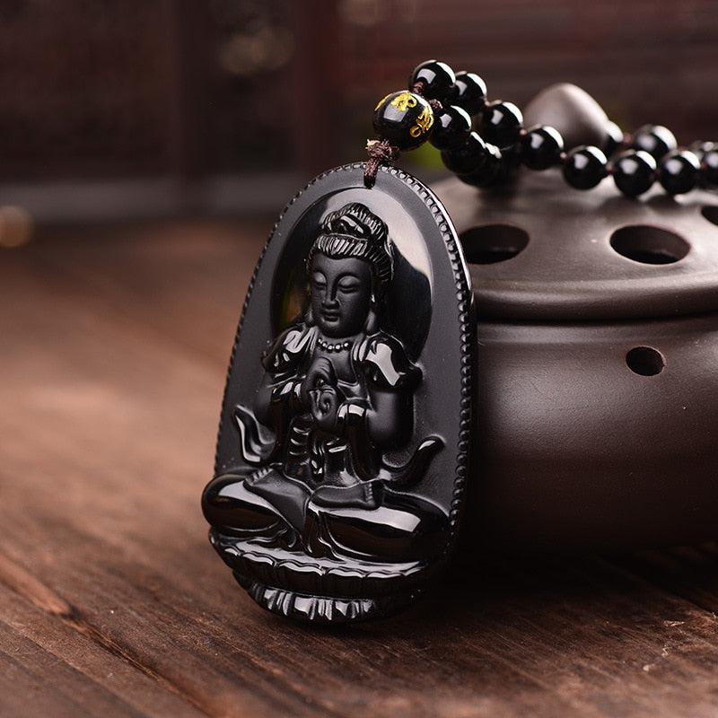 Balancing Buddha Obsidian Necklace