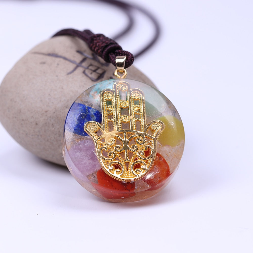 Hand Of Fatima Orgone Chakra Necklace