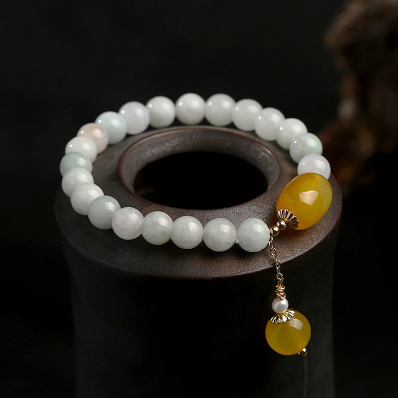 White Jade and Agate Serenity Bracelet