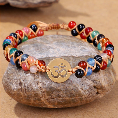 Chakra Stones Om Beaded Bracelet