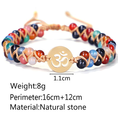 Chakra Stones Om Beaded Bracelet