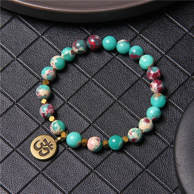 Om Charm Larderite Beaded Bracelet