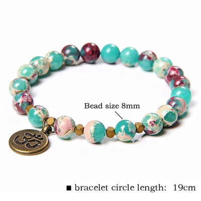 Om Charm Larderite Beaded Bracelet