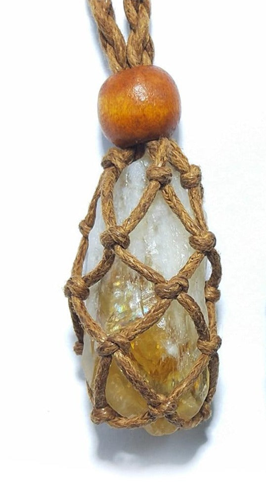 Raw Citrine Prosperity Pendant Necklace