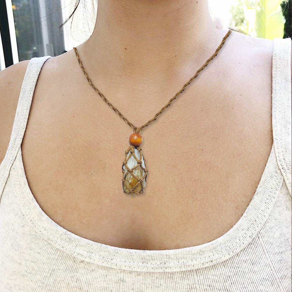 Raw Citrine Prosperity Pendant Necklace