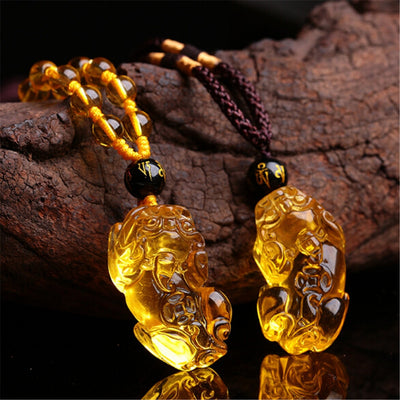 Amulet of Abundance Citrine Pi Xiu Necklace