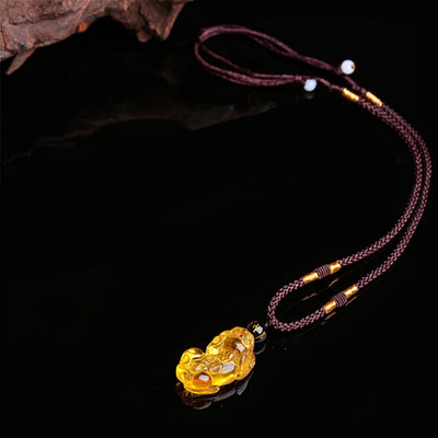 Amulet of Abundance Citrine Pi Xiu Necklace