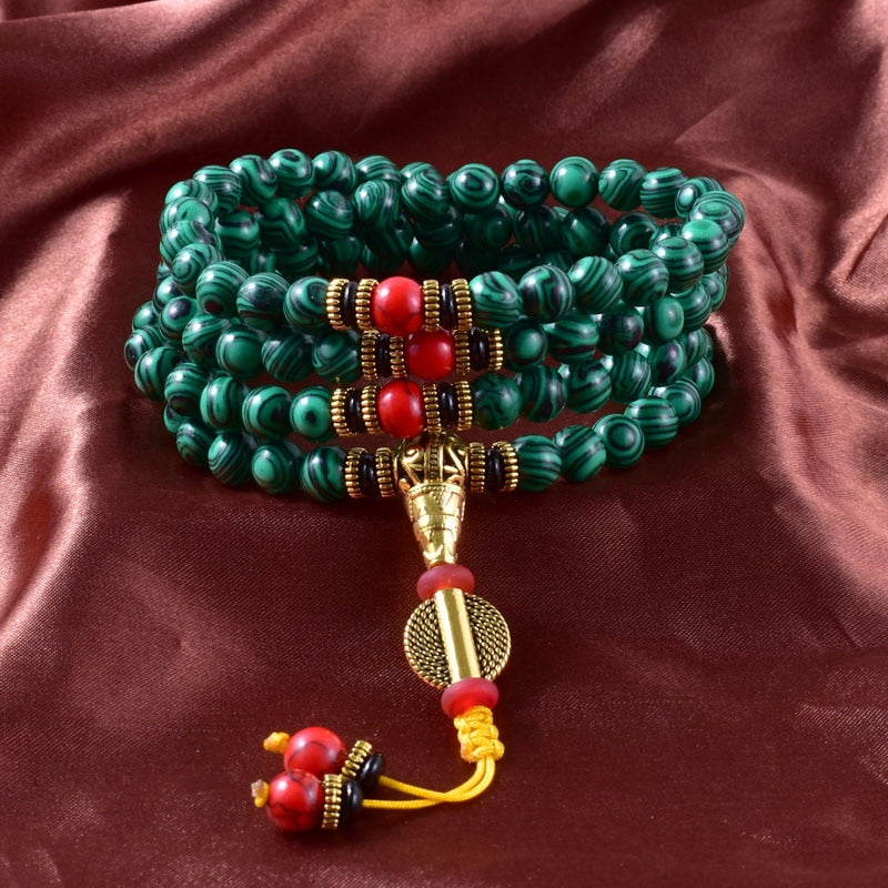 Malachite Sacred Heart 108 Mala