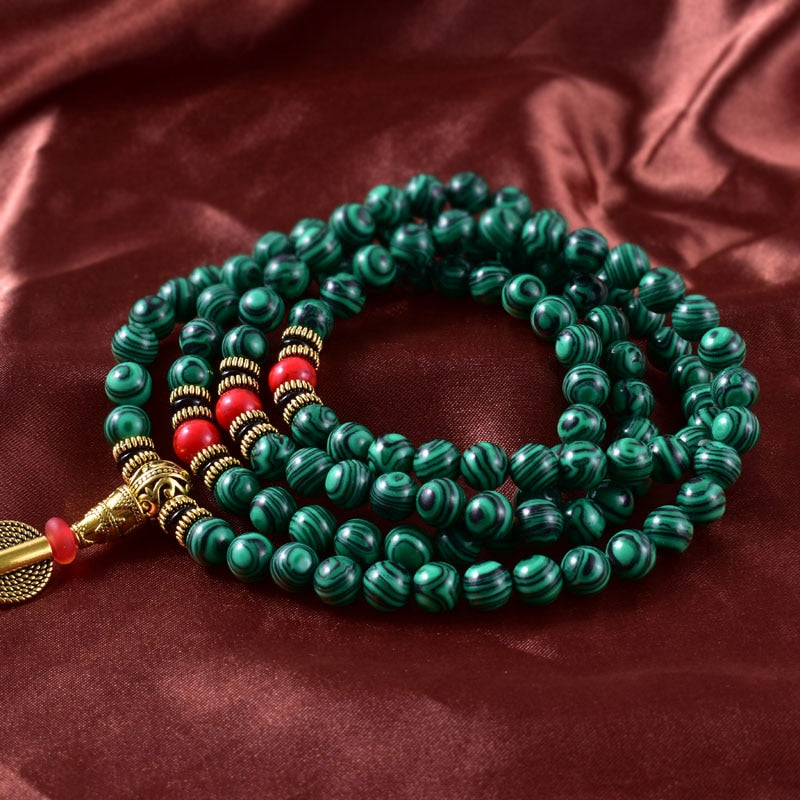 Malachite Sacred Heart 108 Mala