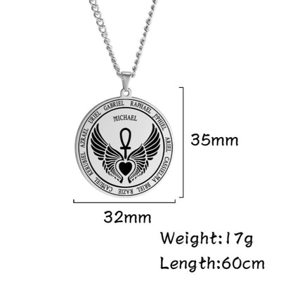 Silver Saint Michael Archangel Pendant Necklace