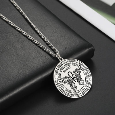 Silver Saint Michael Archangel Pendant Necklace