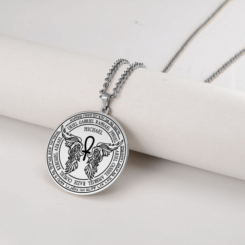 Silver Saint Michael Archangel Pendant Necklace