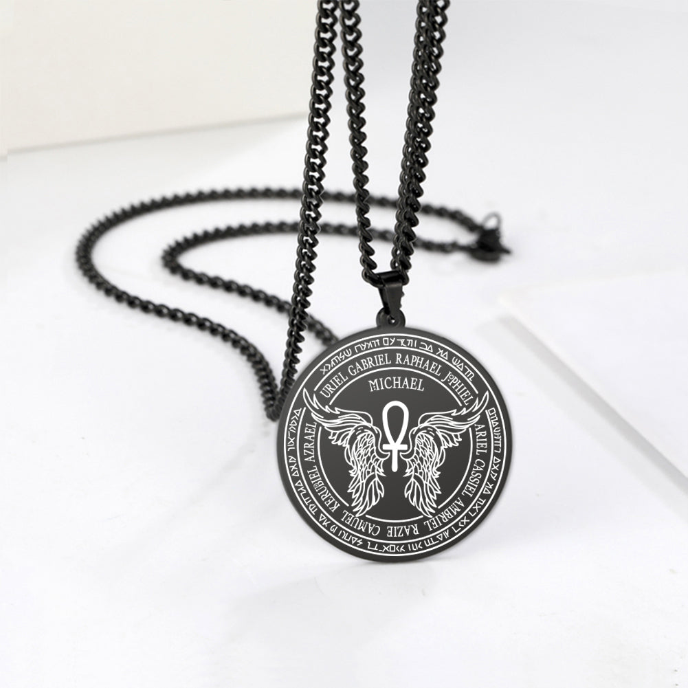 Silver Saint Michael Archangel Pendant Necklace